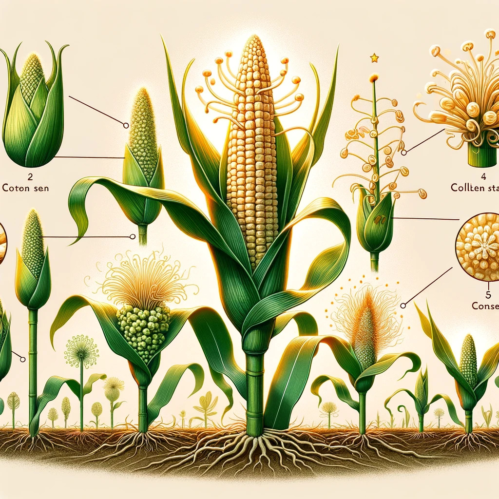 Development and maturation of corn grain.