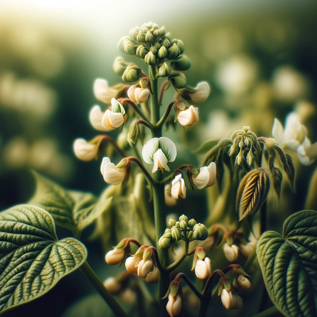 Plantas de feijão em estágio de floração.