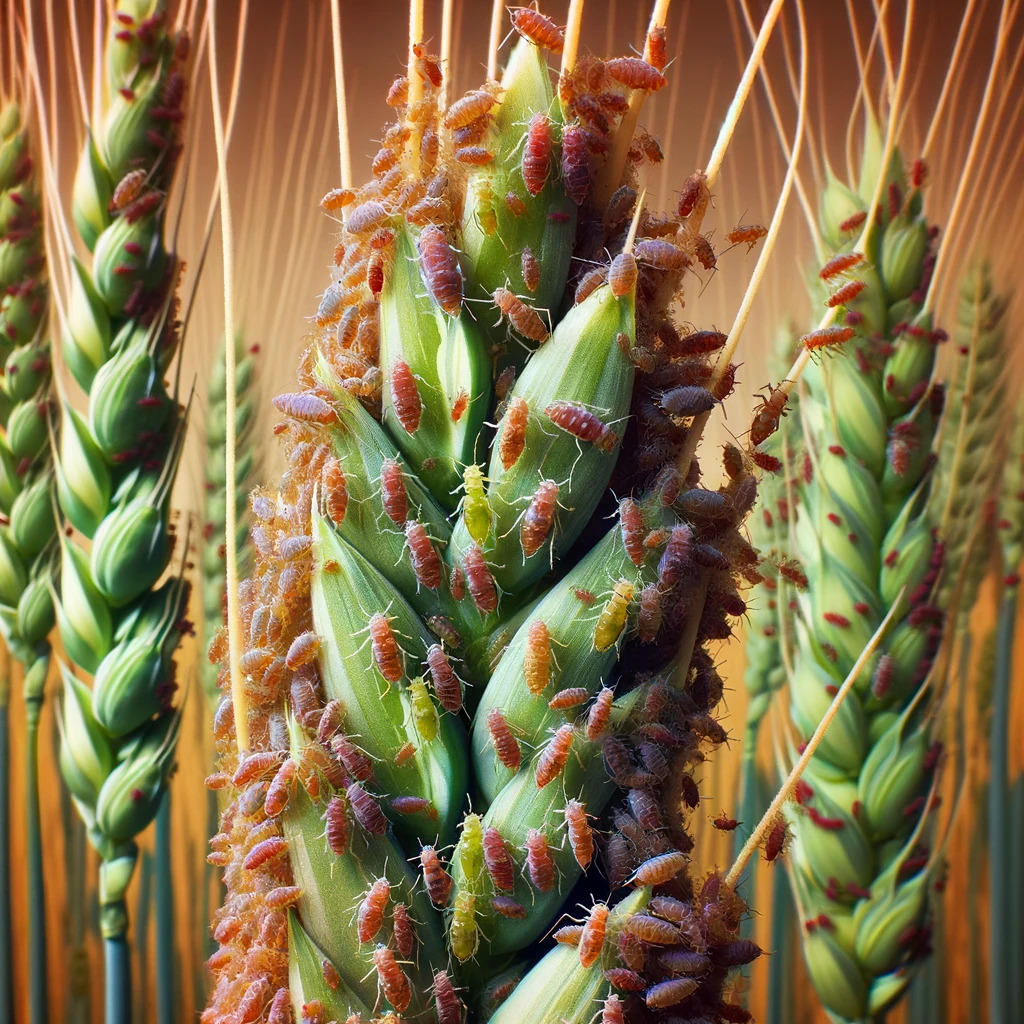 小麦受蚜虫侵害。