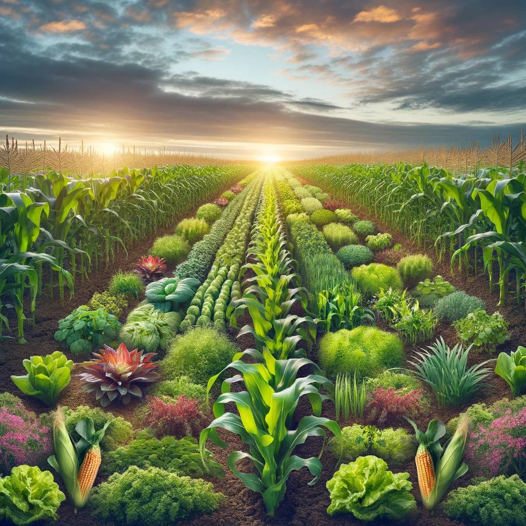 Crop rotation in an organic corn field.