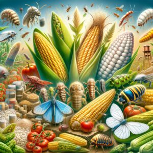 DALL·E 2023 12 06 09.31.53 A collage of the major pests affecting crops in Mexico including the corn earworm whiteflies and others with a focus on diverse crops like corn c