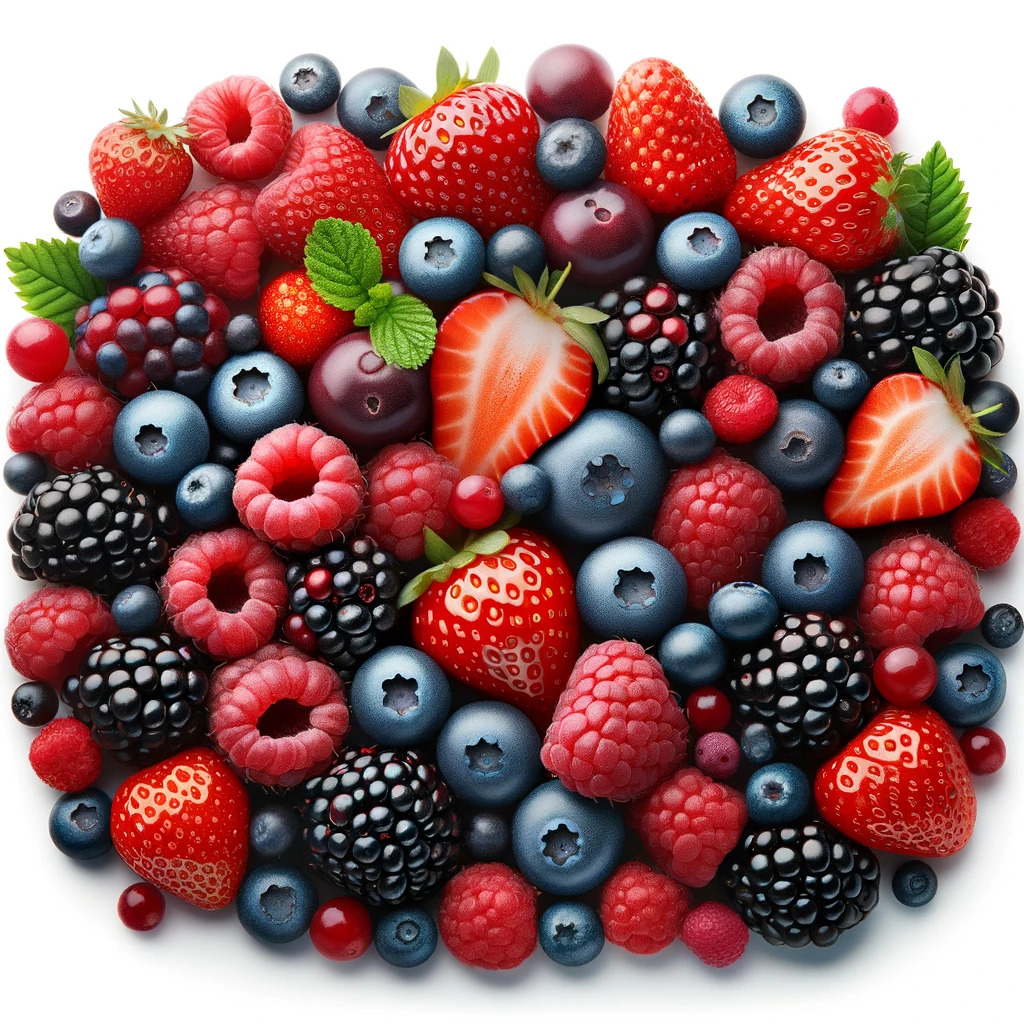 Different types of berries shown together.