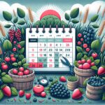 DALL·E 2023 12 08 13.10.52 An illustration depicting the optimal planting season for berries with a calendar showing the best months for planting and various berry plants in th