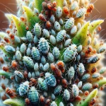 DALL·E 2024 02 08 14.54.16 Create a highly detailed and realistic image of a close up view of an aphid infestation showcasing a dense population of aphids clustered on a plant