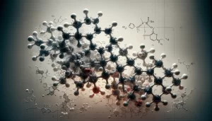 DALL·E 2024 02 08 17.03.42 Create a highly detailed and realistic illustration of the molecular structure of gibberellins showcasing their complex chemical composition. The ima