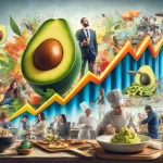 DALL·E 2024 04 19 09.56.19 A dynamic and realistic image that illustrates the significant growth in avocado consumption over recent years. The image should feature a large vibr