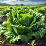 DALL·E 2025 01 10 16.40.19 A highly realistic close up image of organic lettuce growing in a field. The lettuce is vibrant green with fresh, crisp leaves showing natural texture