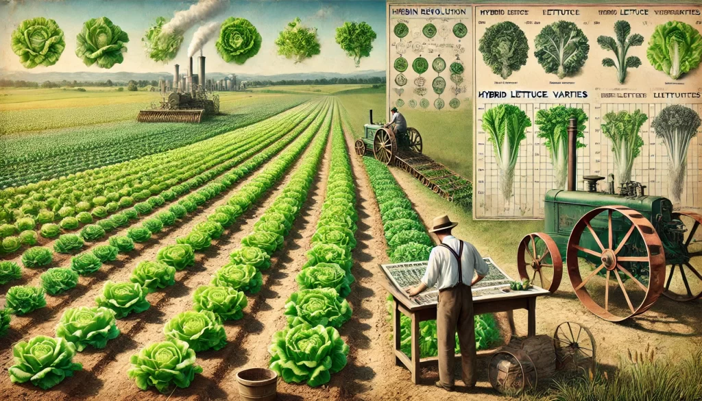 DALL·E 2025 01 13 10.45.52 A highly realistic and historical depiction of the agricultural advancements during the Green Revolution in the 20th century, focusing on hybrid lettu