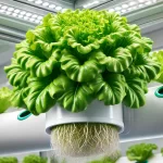 DALL·E 2025 01 13 10.52.29 A highly realistic close up image of a hydroponic lettuce plant growing in a modern system. The vibrant green leaves are full and healthy, showing det