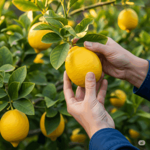 Prácticas de cosecha cuidadosa del limón.