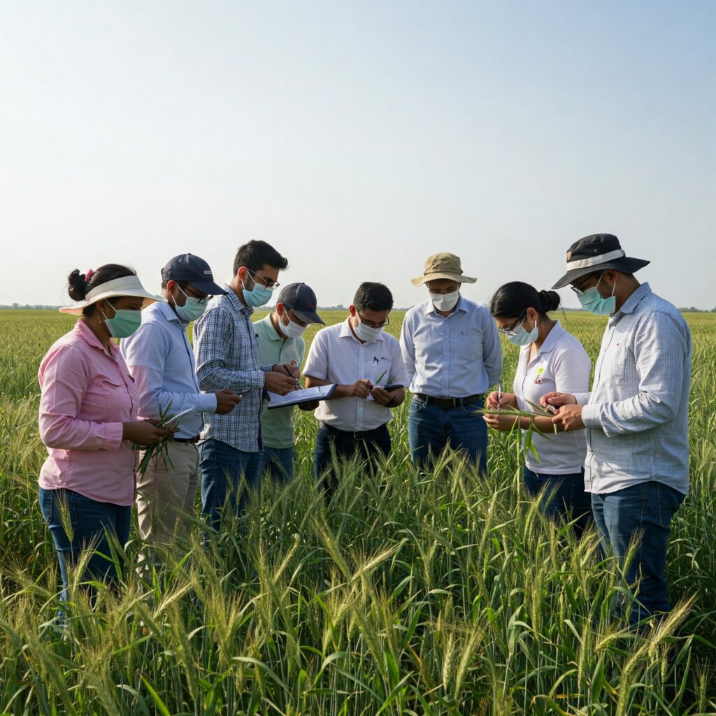 Investigación sobre variedades de trigo resistentes a la roya.