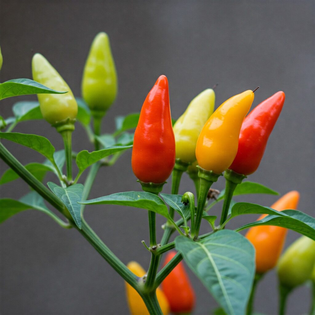 Fruchtbildung und Reifung von Chili.