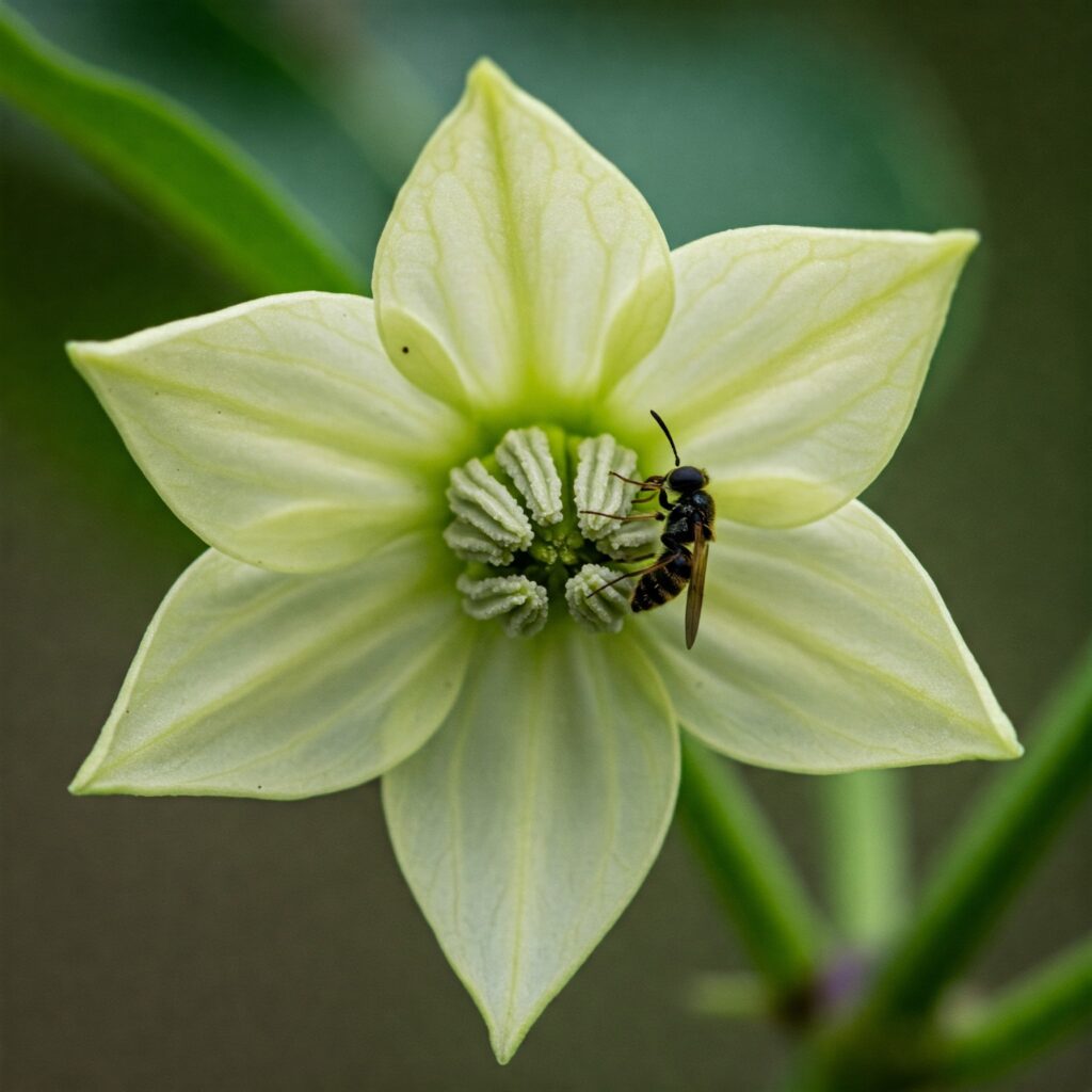 Blüte und Bestäubung der Chili-Pflanze.