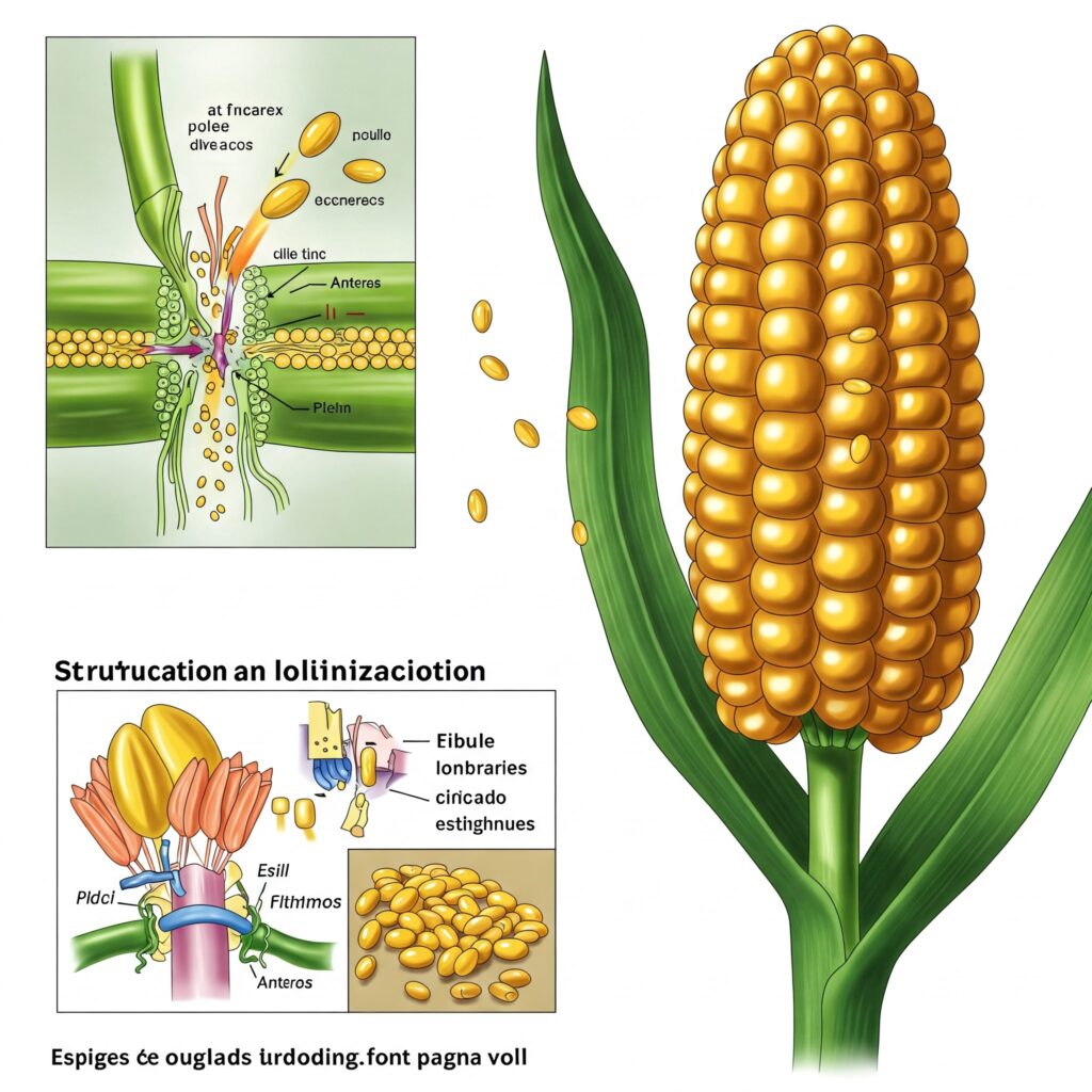 Maisblüte und -bestäubung.