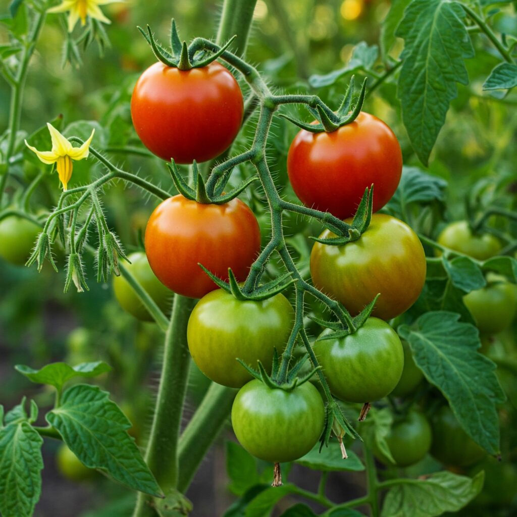 Fruchtbildung von Tomatenpflanzen.