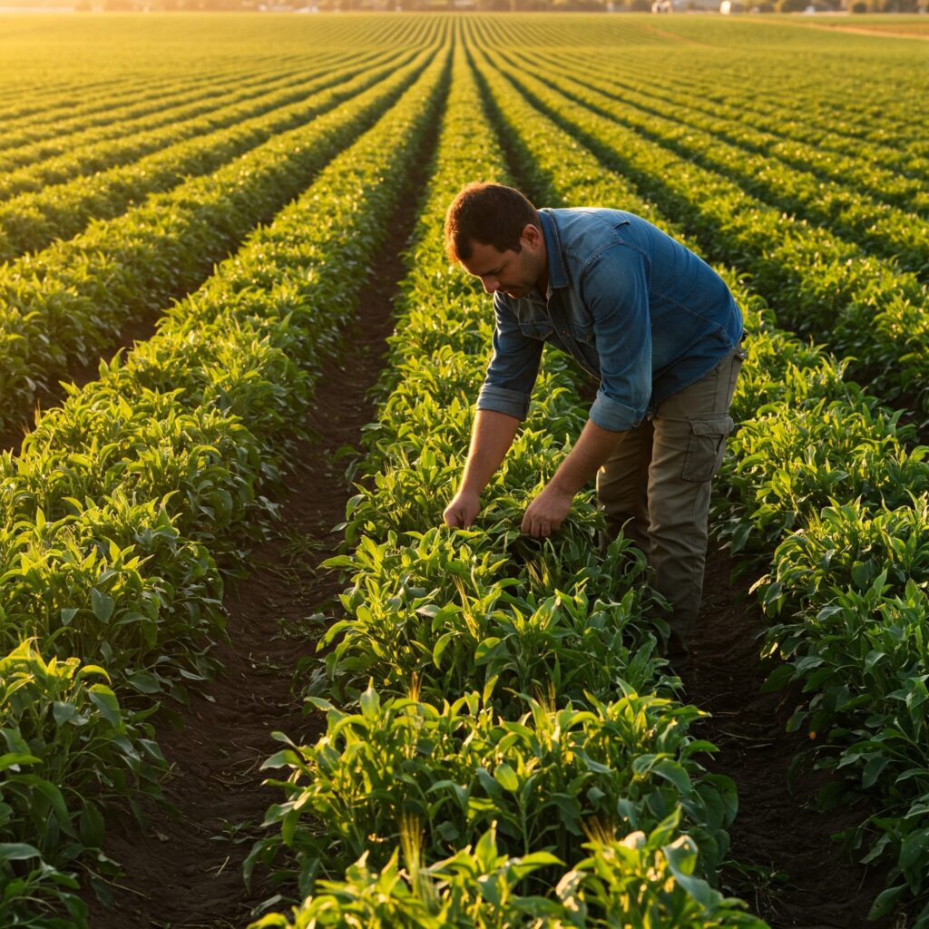 Cosecha exitosa con plantas vigorosas gracias a los hongos promotores del crecimiento.  
