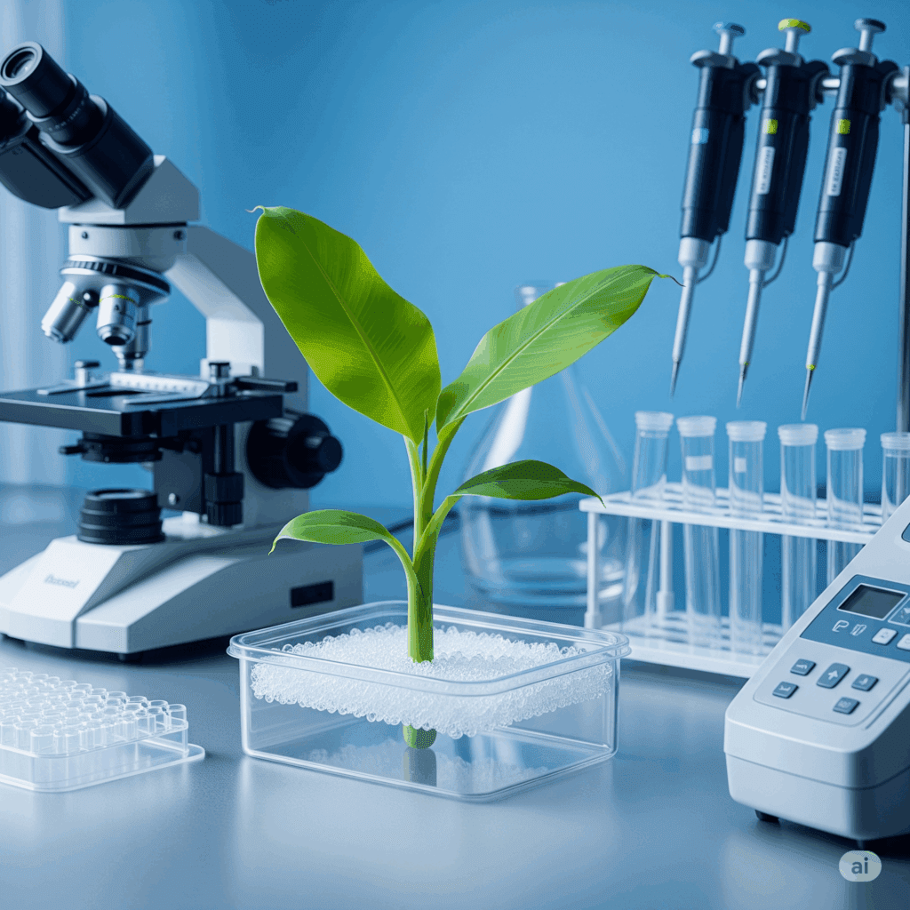 Virus-free banana seedlings, tissue culture for BBTV, healthy planting material.